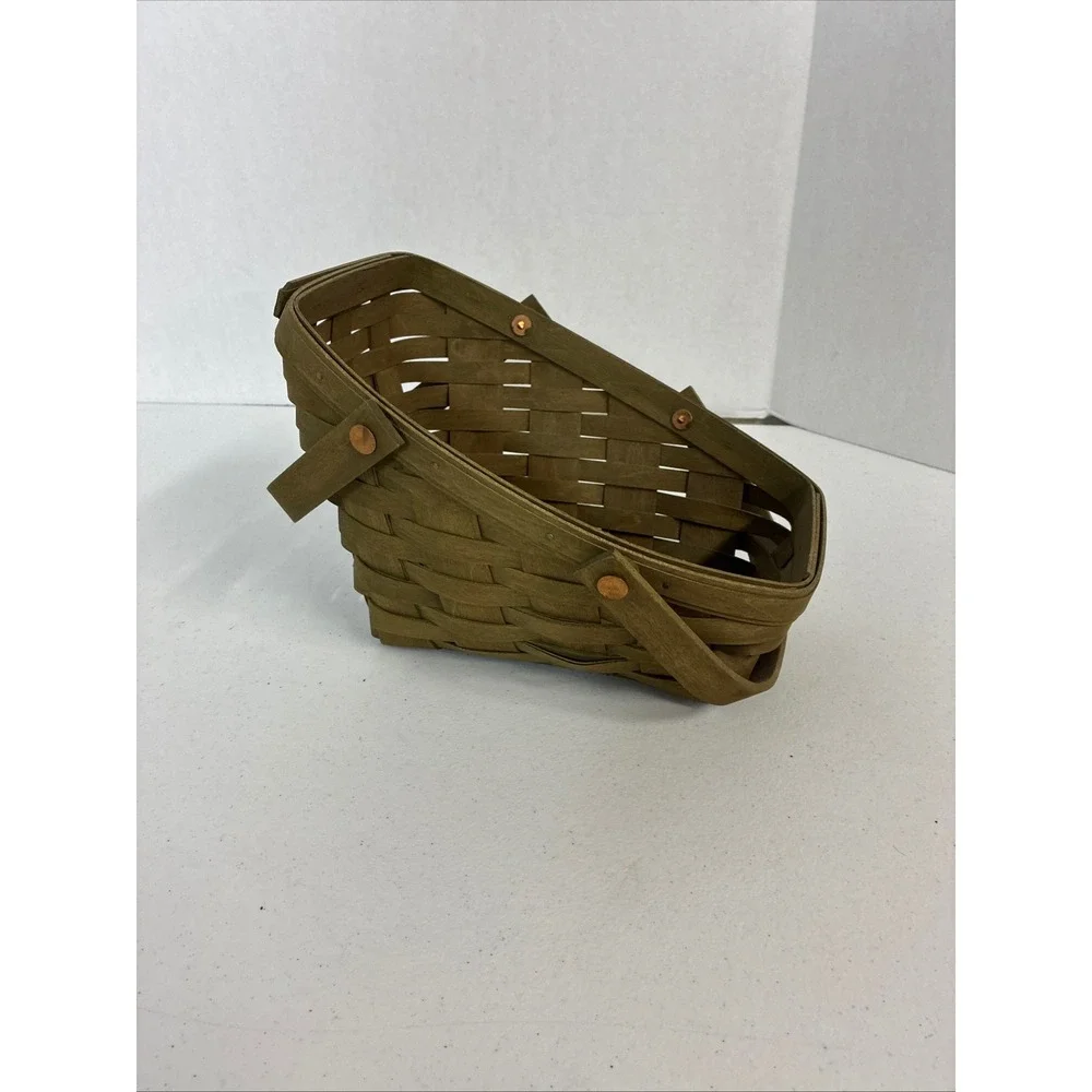 Longaberger 2008 Handmade Slanted Basket Woven Wood Dual Handle